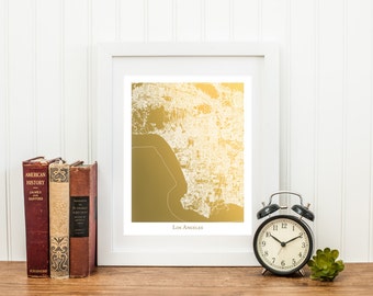 Los Angeles Map Print, Gold Foil Map Print, Gold Foil Print, Los Angeles Print, Map Wall Art, LA Map Print , Poster, Foil Pressed Map