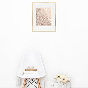 Paris Map Rose Gold Foil Print, City of Light Wall Art image 6