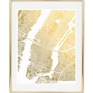 New York City Map Gold Foil Art Print, Traveler Gift, Globetrotter Home Decor afbeelding 6