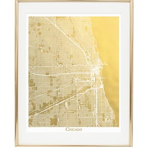 Chicago Map, Chicago Print, Gold Foil Print, Gold Foil Map™, Chicago Street Map Wall Art, Chicago Map Art, Gift for Traveler