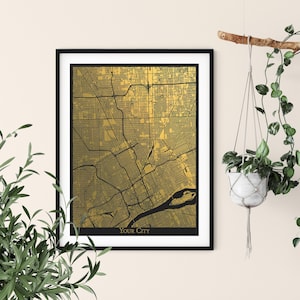 Gold Foil Custom City Map Print: Personalized Metallic Wall Art