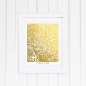 Gold Foil Washington DC Map, Foil Map, Gold Foil Print, Washington DC City Map Art, Anniversary Gift, Washington DC Print, Moving Gift image 5