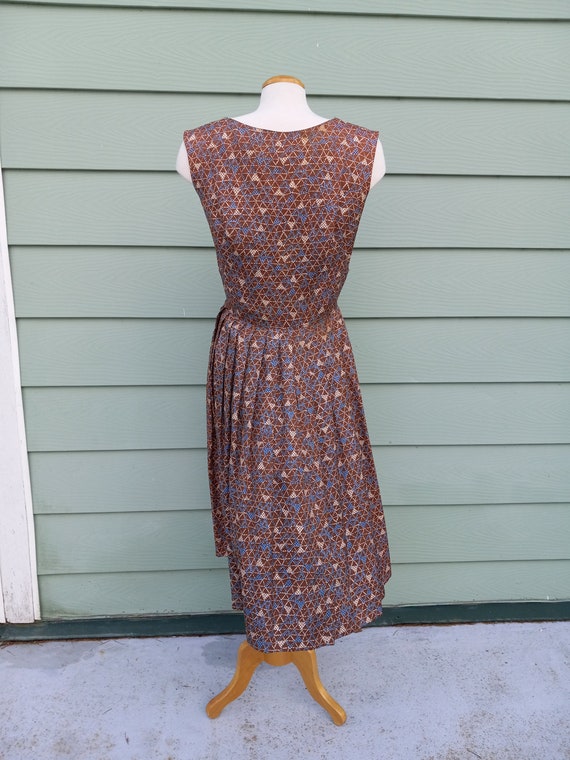 Vintage 1950's Handmade brown patterned sleeveles… - image 4