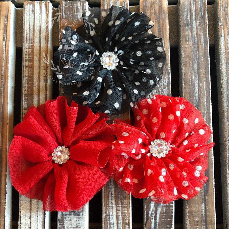 Holiday Red Black Polka Dots Dog Collar Accessory Dog Flower Puppy Bling