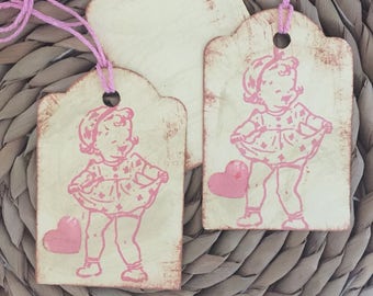 Pink Princess Baby Shower Tags Gift Tags Party Tags Distressed Tags Rustic Thankyou Tags