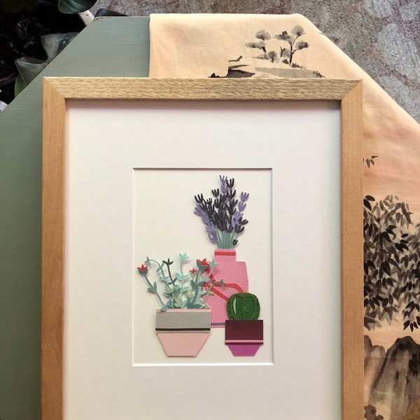 Botanical handmade paper art | unframed | flowers | boho | wall art | hand cut design | botanical illustration | indoor plants |