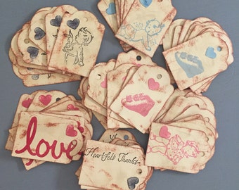 Vintage Style Mixed Baby Shower Tags Gift Tags Party Tags Distressed Tags Rustic Thankyou Tags