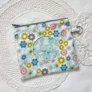 Rabbit Appliqué Patchwork Zipper Pouch, Coin Purse, Cosmetics Bag