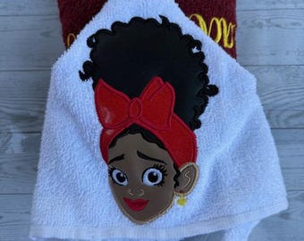 Character Appliqued Hooded Towel - Custom Kids Bath Towel - Delores