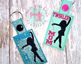 TWIRLER MOM snap tab-key fob-Twirler Mom-Twirler-Custom Monogram snap tab-Twirler Keychain