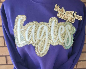Embroidered Eagles Team Shirt, School Spirit, Game Day