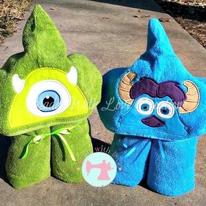 Monster Inspired Hooded Towels-Mike Hooded Towel-Sully Hooded Towel-Boo Hooded Towel-Kids Towels-Character Hooded Towels-Character Towels