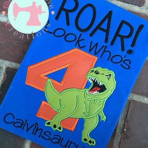 ROAR Dinosaur 4th Birthday Shirt - Custom Dino Birthday image 5