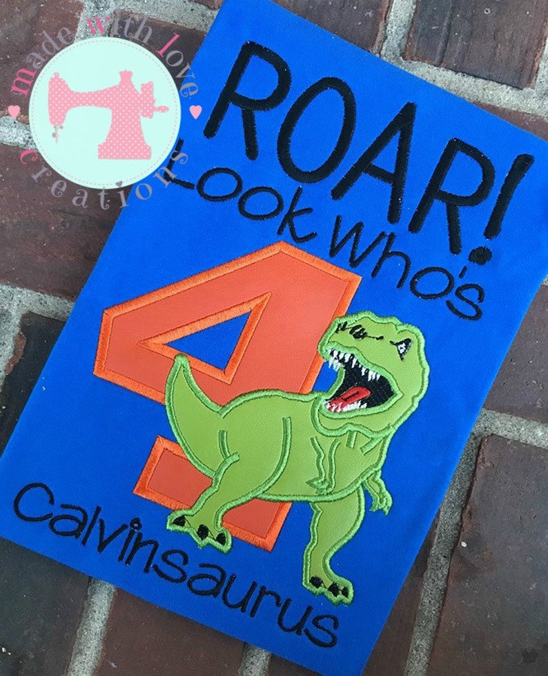 ROAR Dinosaur 4th Birthday Shirt - Custom Dino Birthday image 5