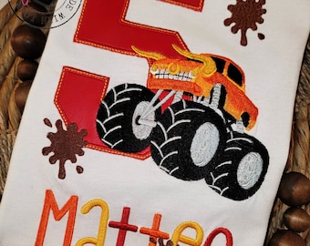 Monster Truck Shirt-Birthday Shirt-Monster Truck Birthday Shirt-Boys Birthday Party-Monster Truck Birthday