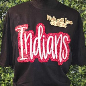 INDIANS Shirt, Spirit Shirt, School Spirit, Embroidered INDIANS Team Shirt, Game Day, Sports, Football Shirt, School Shirt