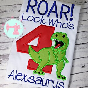ROAR Dinosaur 4th Birthday Shirt - Custom Dino Birthday image 2