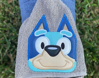 Blue Dog Hooded Towel