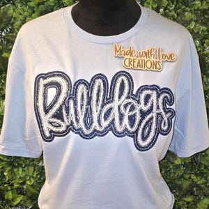BULLDOGS Shirt, Spirit Shirt, School Spirit, Embroidered BULLDOGS Team Shirt, Game Day, Sports, Football Shirt, School Shirt