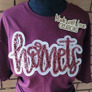 HORNETS Shirt, Spirit Shirt, School Spirit, Embroidered HORNETS Team Shirt, Game Day, Sports, Football Shirt, School Shirt