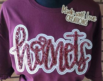 Embroidered Hornets Team Shirt, School Spirit, Game Day