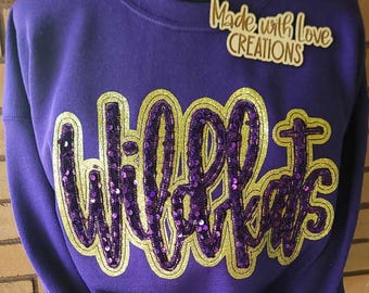 Embroidered WILDKATS Shirt, Spirit Team Game Day Shirt