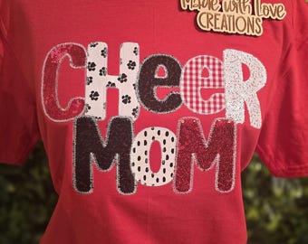 Embroidered CHEER MOM Shirt, School Spirit, Game Day, Football Shirt