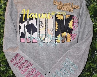 Embroidered Keepsake Sweatshirt, Personalized Grandma Gift, Baby Clothes Shirt