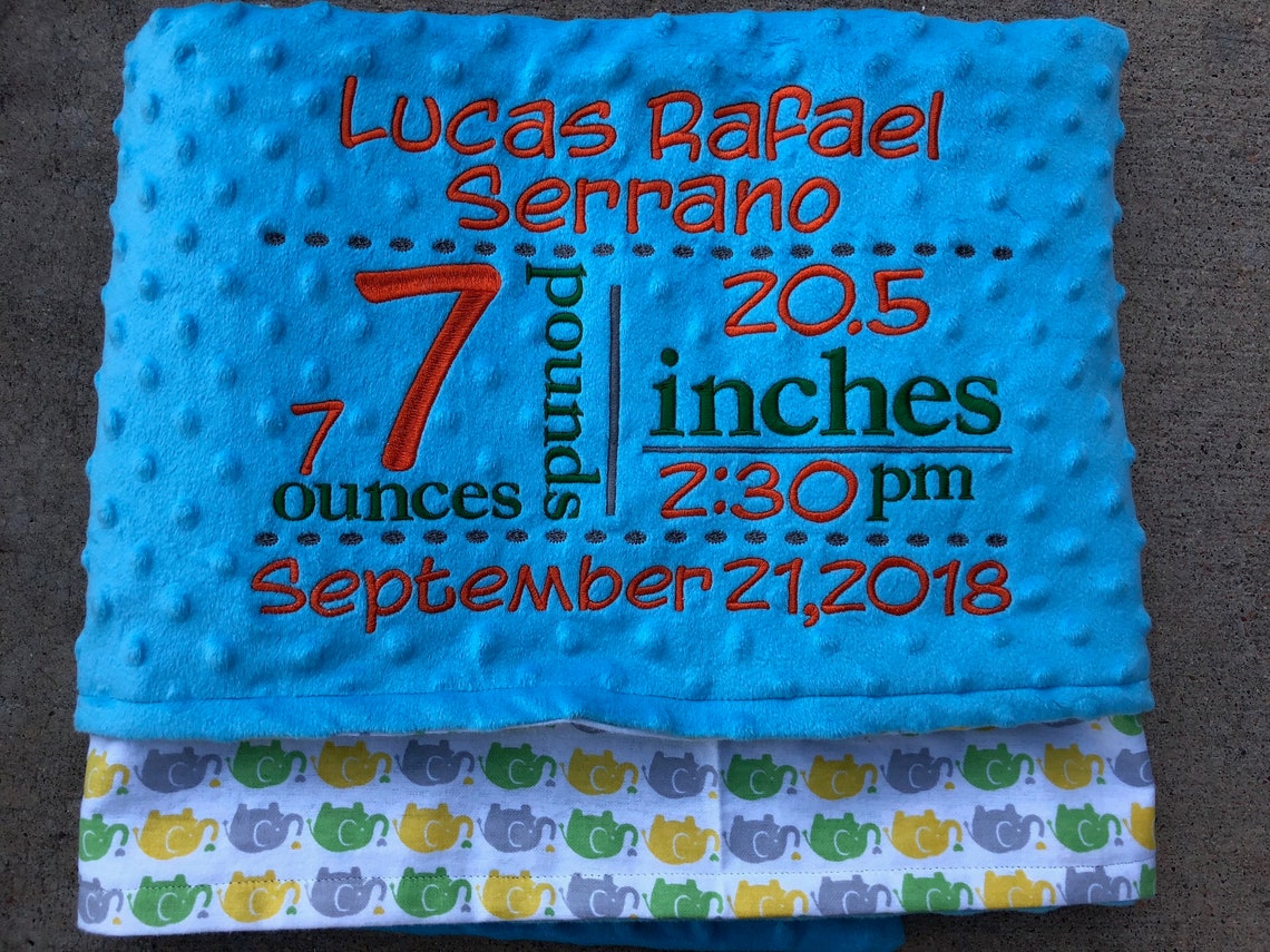 Custom Birth Stat Blanket Baby Blanket Custom Blanket Etsy