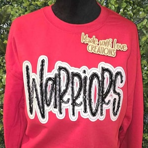 WARRIORS Shirt, Spirit Shirt, School Spirit, Embroidered WARRIORS Team Shirt, Game Day, Sports, Football Shirt, School Shirt