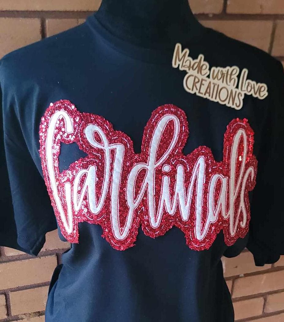 CARDINALS Shirt, Spirit Shirt, School Spirit, Embroidered CARDINALS Team Shirt, Game Day, Sports, Football Shirt, School Shirt