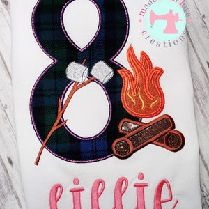 Campfire Themed Birthday Shirt-Camping Birthday Shirt-Campfire Shirt-Girls Camping Birthday Shirt-Camping Themed Birthday image 2