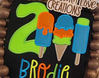 Ice Cream Birthday Shirt: Neon Party Tee, Personalized Number