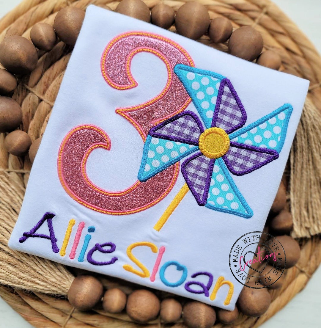Personalized Pinwheel Birthday Shirt, Custom Embroidered Name - Etsy
