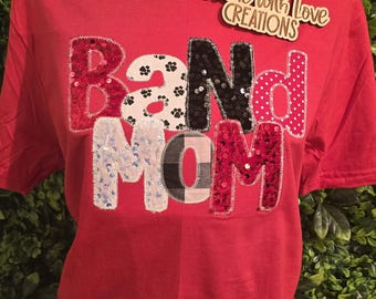 Embroidered BAND MOM Shirt, School Spirit, Game Day, Football Shirt