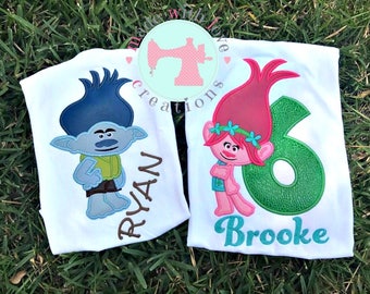Troll Friends Birthday Shirt-Custom Birthday Shirt