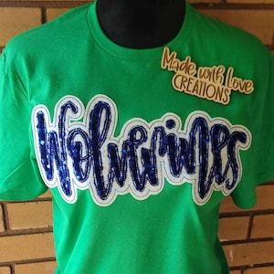 WOLVERINES Shirt, Spirit Shirt, School Spirit, Embroidered WOLVERINES Team Shirt, Game Day, Sports, Football Shirt, School Shirt