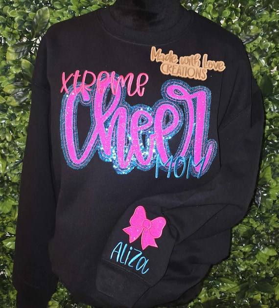 CHEER mom Shirt, Custom Mom Shirt, CHEER mom, Embroidered Shirt, Glitter Cheerleader Mom Shirt, Sports Mom, Football Mom Shirt, Spirit Shirt