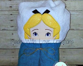 Wonderland Girl Inspired Hooded Towels