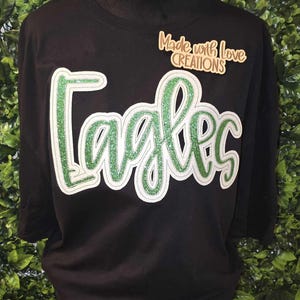 EAGLES Shirt, Spirit Shirt, School Spirit, Embroidered EAGLES Team Shirt, Game Day, Sports, Football Shirt, School Shirt