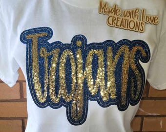Embroidered Trojans Shirt, School Spirit, Game Day