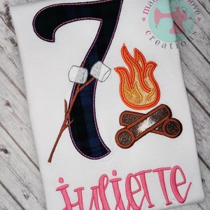 Campfire Themed Birthday Shirt-Camping Birthday Shirt-Campfire Shirt-Girls Camping Birthday Shirt-Camping Themed Birthday image 3