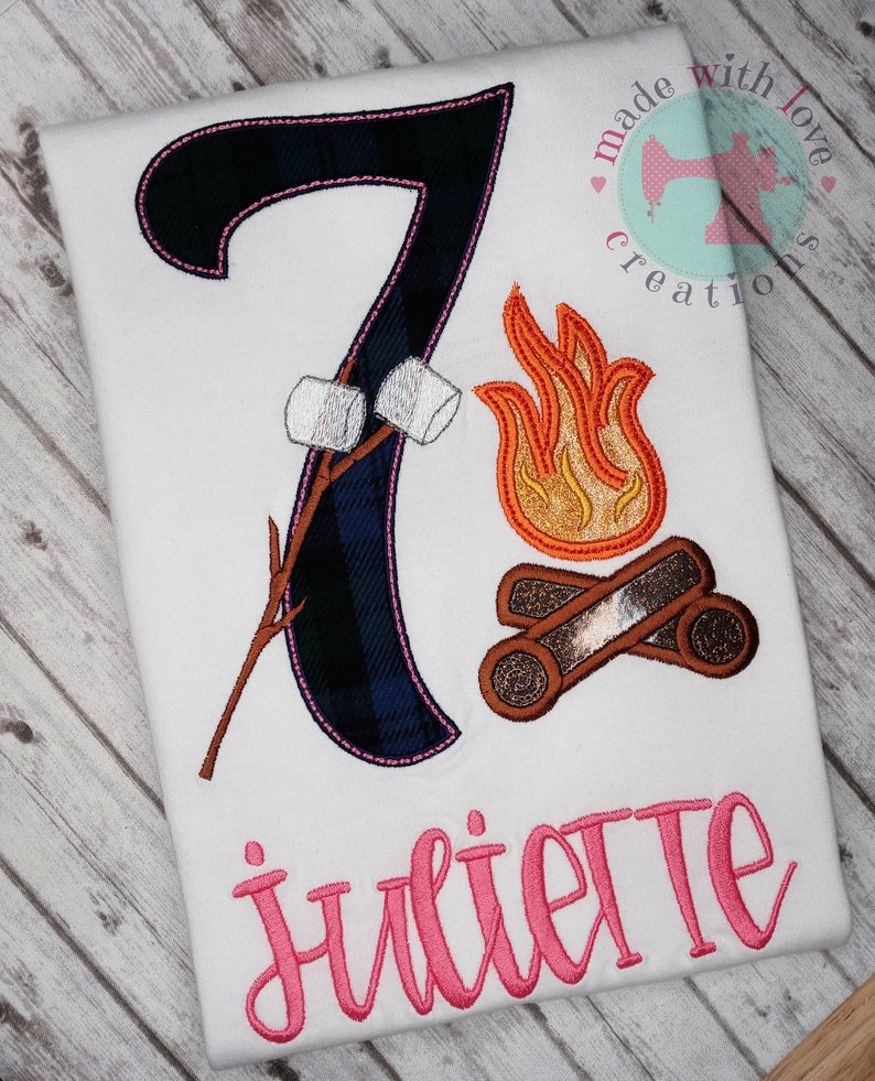 Campfire Themed Birthday Shirt-Camping Birthday Shirt-Campfire Shirt-Girls Camping Birthday Shirt-Camping Themed Birthday image 3