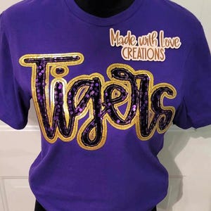 TIGERS Shirt, Spirit Shirt, School Spirit, Embroidered TIGERS Team Shirt, Game Day, Sports, Football Shirt, School Shirt