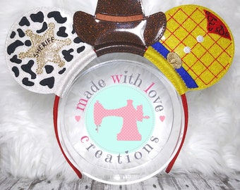 Cowboy/Sheriff Headbands-Cowboy/Sheriff Mouse Ear Headbands-Mouse Ear Headbands-Custom Made Headbands