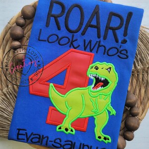 ROAR Dinosaur 4th Birthday Shirt - Custom Dino Birthday