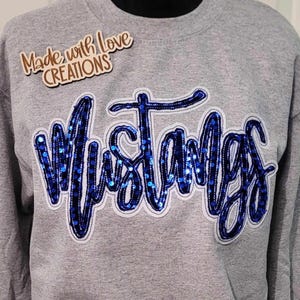 MUSTANGS Shirt, Spirit Shirt, School Spirit, Embroidered MUSTANGS Team Shirt, Game Day, Sports, Football Shirt, School Shirt