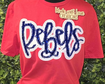 REBELS Shirt, Spirit Shirt, School Spirit, Embroidered REBELS Team Shirt, Game Day, Sports, Football Shirt, School Shirt