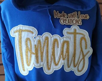 Embroidered TOMCATS Team Shirt, School Spirit, Game Day