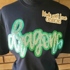 DRAGONS Shirt, Spirit Shirt, School Spirit, Embroidered DRAGONS Team Shirt, Game Day, Sports, Football Shirt, School Shirt
